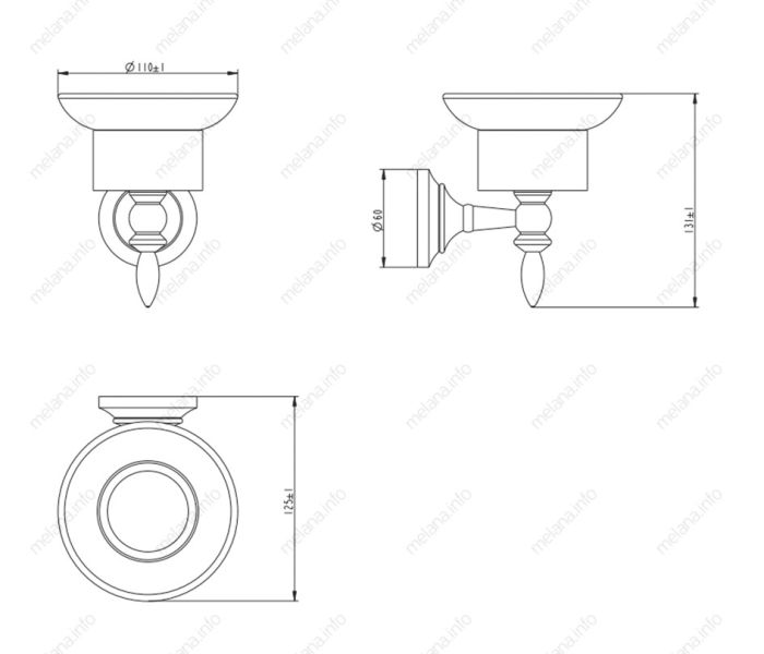 Мыльница Melana MLN-820010-1 хром/золото