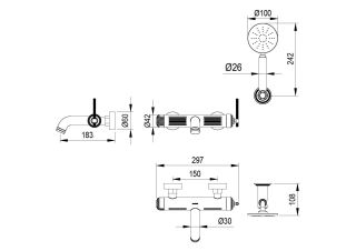 Смеситель для  ванны Boheme ETERNA GOLD золото