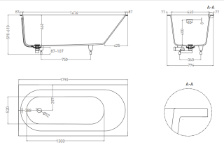 Ванна из искусственного камня Salini Ornella S-Sense 102312G 180x80см белый глянцевый