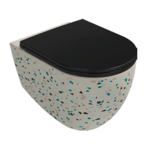 Подвесной унитаз Isvea Infinity 10NF02001SV-2K-TRZ безободковый крышка микролифт слоновая кость Terrazzo