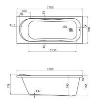 Santek Касабланка XL 170х80 прямоугольная белая 1WH302441