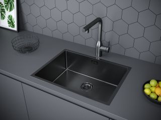 Мойка кухонная Paulmark Next PM215844-GM воронёная сталь