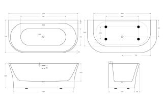 Акриловая ванна BelBagno BB711-1700-750 без гидромассажа 170x75 см