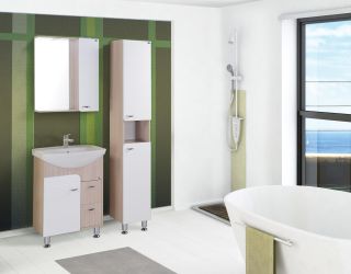 Шкаф-зеркало с подсветкой Onika Стиль 205833 правый 58см белый/ясень шимо