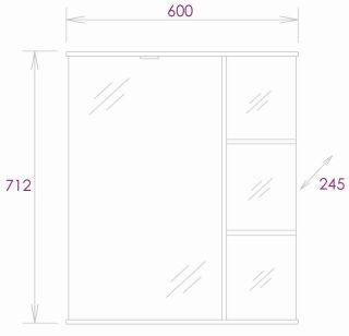 Шкаф-зеркало с подсветкой Onika Карина 206009 левый 60см белый