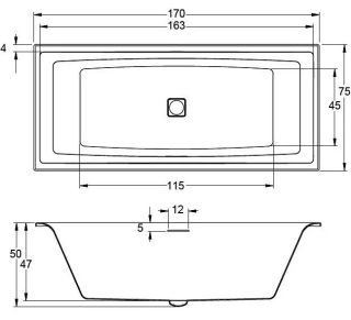Акриловая ванна с подсветкой Riho Still Square LED B100005005 170х75см светодиоды и подголовники с двух сторон белый