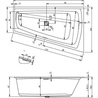 Акриловая ванна с подсветкой Riho Still Smart LED B102003005 L 170х110см светодиоды и подголовник справа белый