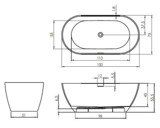 Ванна из искусственного камня Riho Bilbao B119001105 150x75см белый