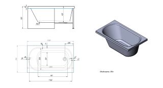 Акриловая ванна Timo Roha ROHA1270 120x70 см