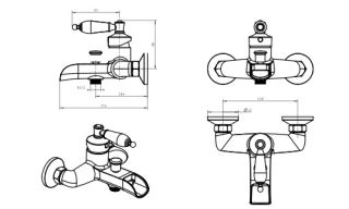 Смеситель для  ванны Boheme Vogue Ручка из белой керамики хром