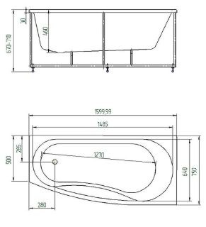 Акриловая ванна Aquatek Пандора PAN160-0000039 160х75 см правая с фронтальным экраном сборно-разборный сварной каркас