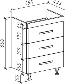 Тумба под раковину Bellezza Рокко 60см бежевый 00000010153
