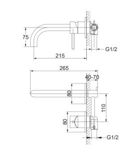 Встраиваемый смеситель для раковины Omnires Y хром Y1215CR