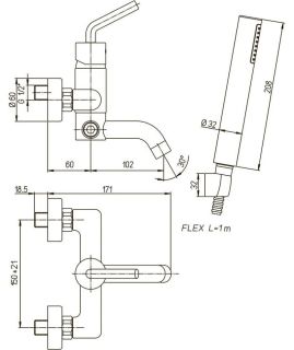 Смеситель для ванны Paini Pixel 81CR100NEWKM хром