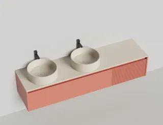 Подвесная тумба Salini Domino 27D220DF 200см шпон с фрезеровкой для двух раковин