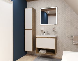 Подвесная тумба под раковину Эстет Monaco Wood ФР-00010680 60см один ящик белый/дуб рустикальный