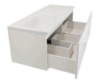 Подвесная тумба под раковину Эстет Dallas Luxe ФР-00002272 Л/П 130см длинный ящик белый