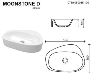 Раковина Whitecross Moonstone D 0730.050035.100 50см белый глянец