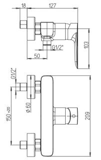 Смеситель для душа Paini Nove 09CR511 хром