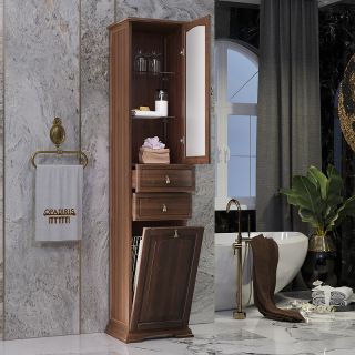 Шкаф-колонна Opadiris Риспекто 40 L 00-00005840 с бельевой корзиной Орех антикварный