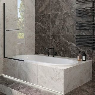 Шторка на ванну Veconi Palau PL-79B, 800x1500, черный, стекло прозрачное