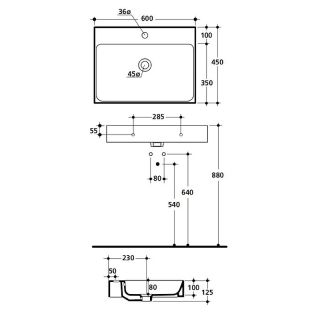 Раковина Kerasan Cento 60 353101*1 Белая