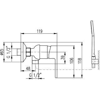 Смеситель для душа Rav Slezak Vltava VT481.5/1 Белый глянец Хром