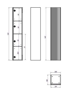 Шкаф-пенал La Fenice Terra FNC-05-TER-G-30 подвесной Серо-зеленый 30 см