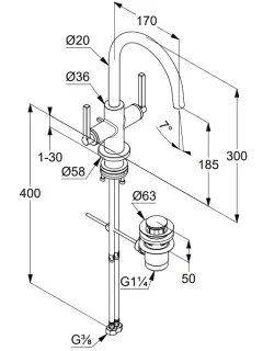 Смеситель для раковины Kludi Nova Fonte Puristic 20118N515 брашированный никель