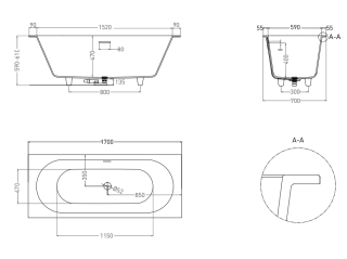 Ванна из искусственного камня Salini Ornella Axis Kit S-Stone 104723MRF 170x70см RAL полностью