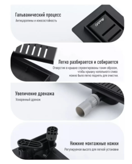 Душевой лоток Gappo G85007-56 50 см чёрный