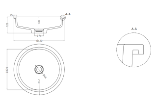Встраиваемая раковина Salini Marea 04 S-Stone 1802204MRF 42см RAL полностью