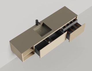 Подвесная тумба Salini Domino 27D120AIN 200см эмаль с открытой полкой под встраиваемую раковину