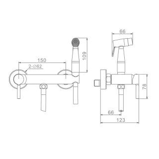 Гигиенический душ со смесителем Raglo R20.51.03 золотой сатин