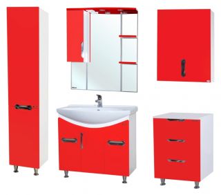 Зеркало-шкаф с подсветкой Bellezza Лагуна 75см левый красный 00000001108