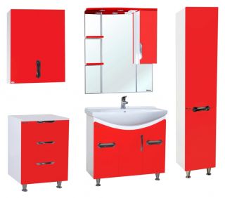 Зеркало-шкаф с подсветкой Bellezza Лагуна 85см правый красный 00000001122