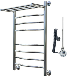 Электрический полотенцесушитель Тругор Лотос 2 П с полкой 80x50см хром Лотос2/элТЭН8050П