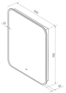 Зеркало с подсветкой Continent Torry ЗЛП1534 с бесконтактным сенсором 60x70см чёрный