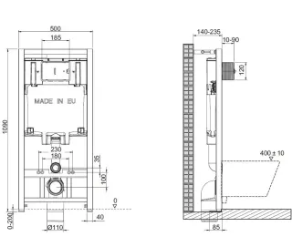 Инсталляция Jacob Delafon E21772RU-00 с безободковым унитазом Vox сиденье микролифт