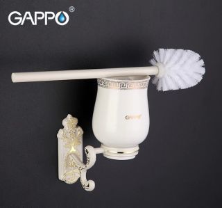 Настенный ёршик для унитаза Gappo G3510 белый/золото