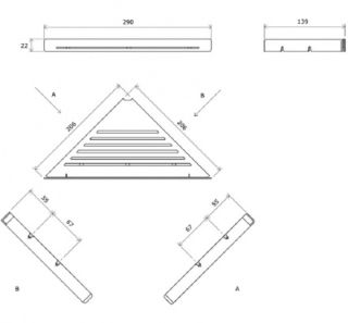 Полка алюминиевая Ravak Slim C 29 см угловая X07P576