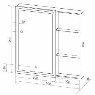 Зеркало-шкаф с подсветкой Continent Aperio МВК006 левый 80см белый