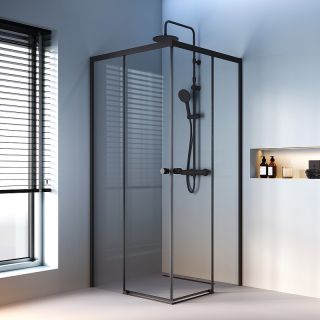 Душевой уголок AM.PM X-Joy W94G-403-9090-BТ 90х90 профиль черный матовый стекло прозрачное