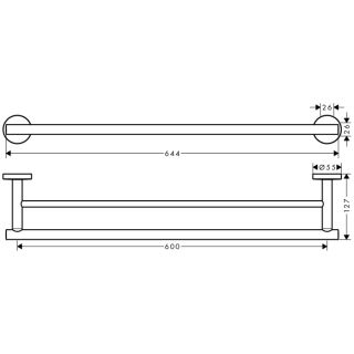 Двойной держатель для банных полотенец Hansgrohe Logis Universal 41712000