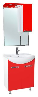 Зеркало-шкаф с подсветкой Bellezza Альфа 55см правый красный 00000005255