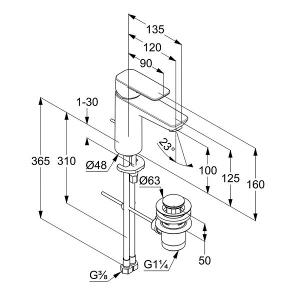 Смеситель для раковины Kludi Pure&Style хром 402900575