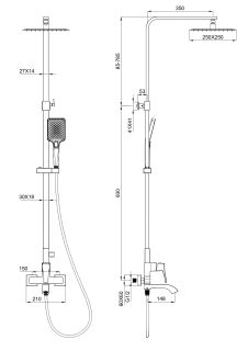 Душевая стойка Wonzon & Woghand Flex WW-88047072-BGM тёмный графит
