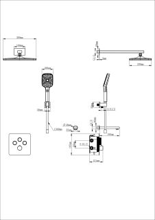 Душевой комплект Wonzon & Woghand WW-B4005-MB с термостатом чёрный матовый