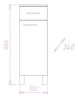 Полупенал напольный Onika Каприз 403002 правый 30см белый