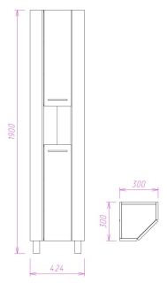 Пенал напольный Onika Дюна 403034 угловой 30см белый